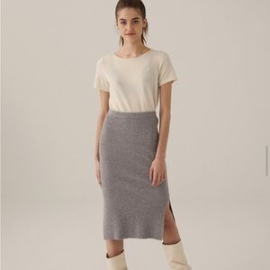 Revive Cashmere pencil skirt with ruffle sleeve peplum shirt